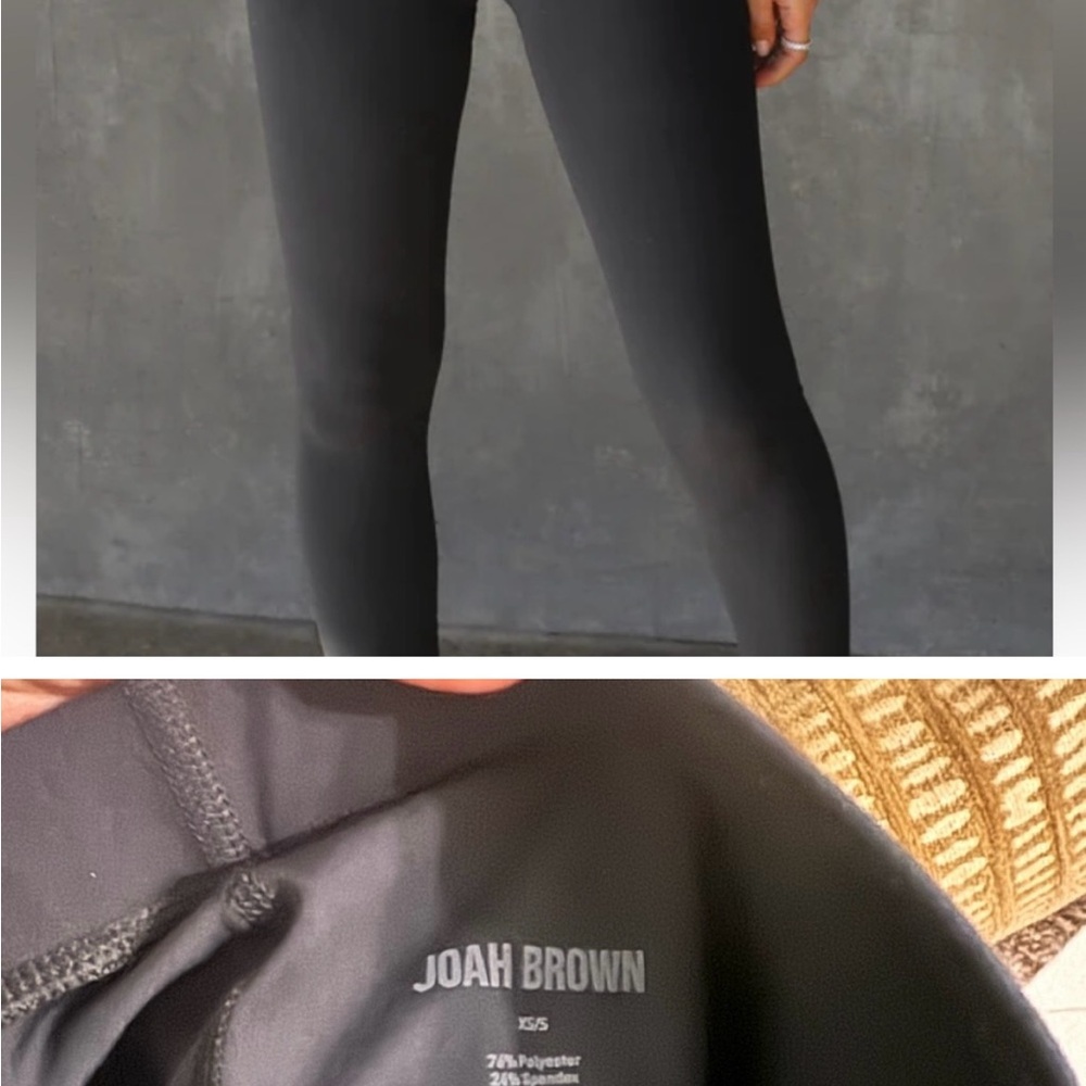 Joah Brown Black Leggings Form-Fitting Stretchy Full-Length